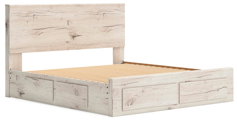 Lawroy King Panel Storage Bed, Dresser, Mirror, Chest and 2 Nightstands in Light Natural - PKG020205