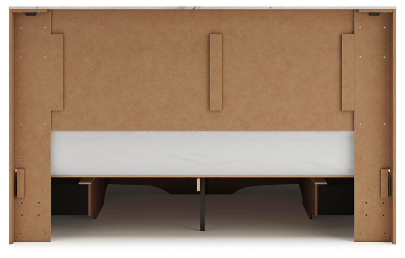 Lawroy King Panel Storage Bed, Dresser, Mirror, Chest and 2 Nightstands in Light Natural - PKG020205