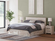 Lawroy King Panel Storage Bed, Dresser, Mirror, Chest and 2 Nightstands in Light Natural - PKG020205
