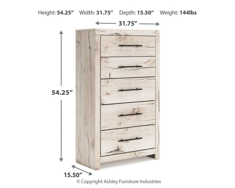 Lawroy King Panel Storage Bed, Dresser, Mirror, Chest and 2 Nightstands in Light Natural - PKG020205