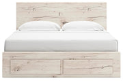 Lawroy King Panel Storage Bed, Dresser, Mirror, Chest and Nightstand in Light Natural - PKG020208