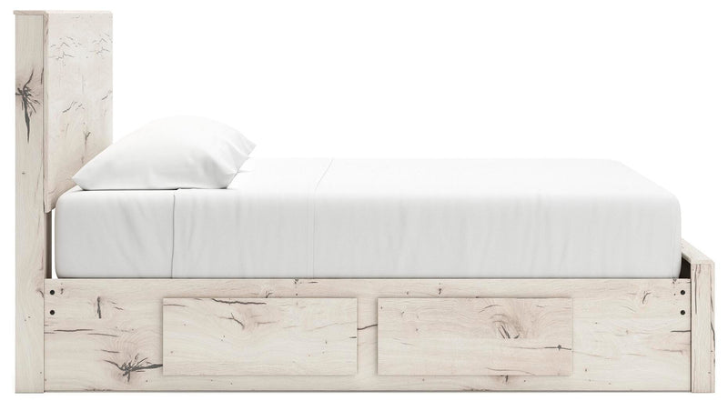 Lawroy King Panel Storage Bed, Dresser, Mirror, Chest and Nightstand in Light Natural - PKG020208