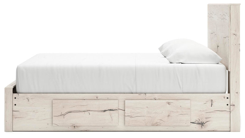 Lawroy King Panel Storage Bed, Dresser, Mirror, Chest and Nightstand in Light Natural - PKG020208