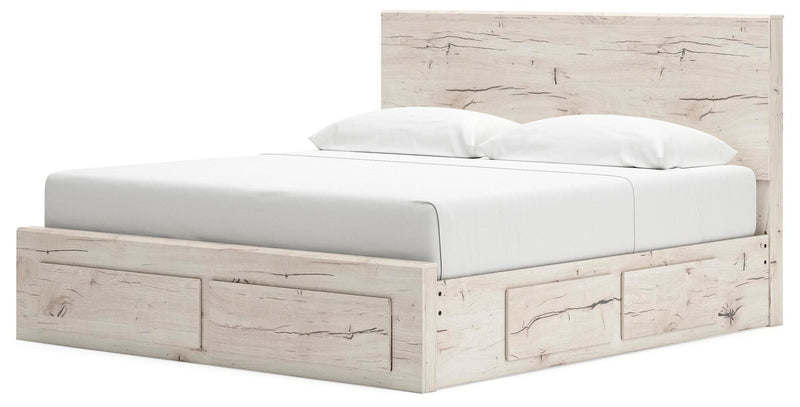 Lawroy King Panel Storage Bed, Dresser, Mirror, Chest and Nightstand in Light Natural - PKG020208