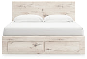 Lawroy King Panel Storage Bed with 2 Nightstands in Light Natural from Ashley - DMV Furniture