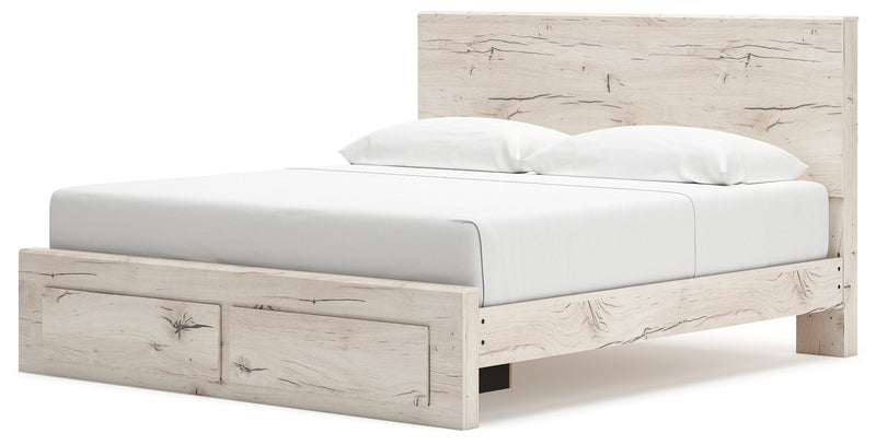 Lawroy King Panel Storage Bed with Dresser in Light Natural from Ashley - DMV Furniture