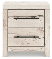 Lawroy King Panel Storage Bed with Mirrored Dresser and 2 Nightstands in Light Natural from Ashley - DMV Furniture