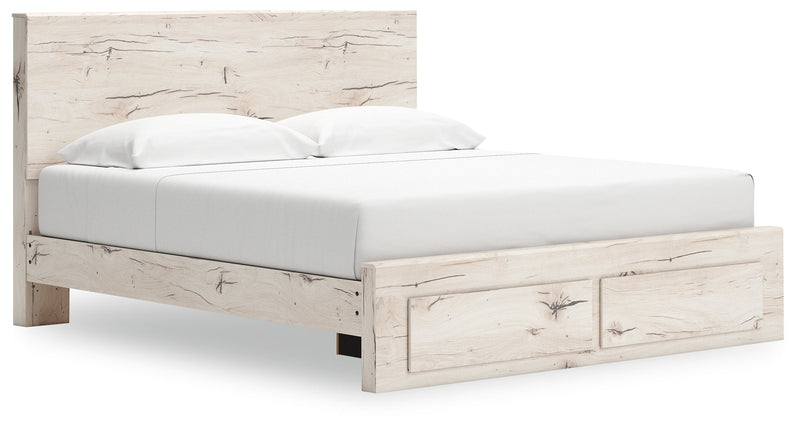 Lawroy King Panel Storage Bed with Mirrored Dresser, Chest and 2 Nightstands in Light Natural from Ashley - DMV Furniture