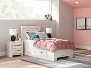 Lawroy Light Natural Twin Panel Bed with Storage and Nightstand - B2310B53