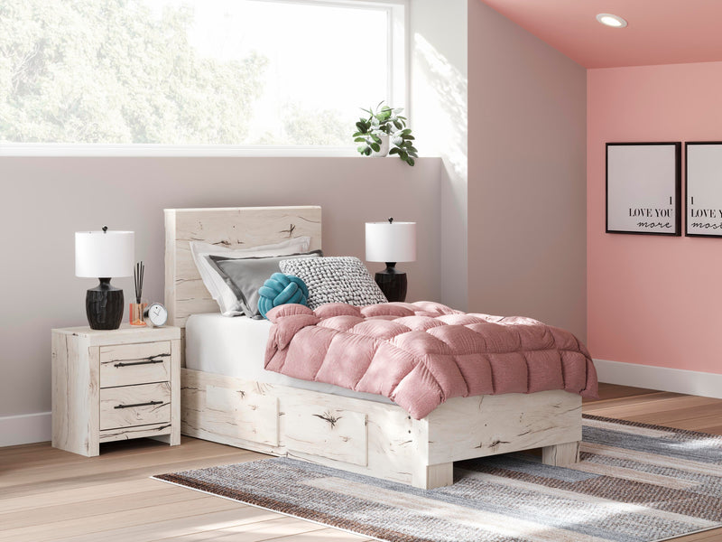 Lawroy Light Natural Twin Panel Bed with Storage and Nightstand - B2310B53
