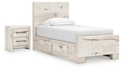 Lawroy Light Natural Twin Panel Bed with Storage and Nightstand - B2310B53