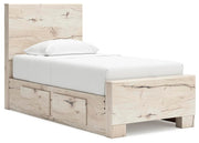 Lawroy Light Natural Twin Panel Bed with Storage and Nightstand - B2310B53