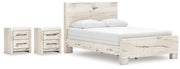 Lawroy Queen Panel Bed with 2 Nightstands in Light Natural from Ashley - DMV Furniture