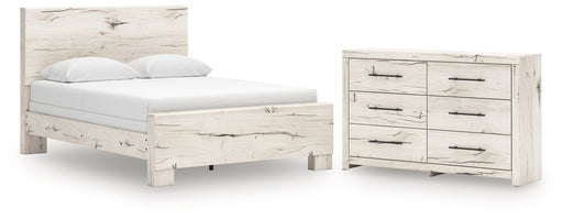 Lawroy Queen Panel Bed with Dresser in Light Natural from Ashley - DMV Furniture