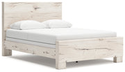 Lawroy Queen Panel Bed with Mirrored Dresser and 2 Nightstands in Light Natural from Ashley - DMV Furniture