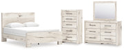 Lawroy Queen Panel Bed with Mirrored Dresser and Chest in Light Natural from Ashley - DMV Furniture