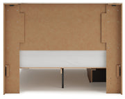 Lawroy Queen Panel Bed with Mirrored Dresser in Light Natural - PKG020140