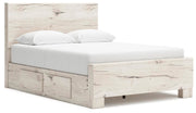 Lawroy Queen Panel Bed with Storage, Dresser, Mirror, Chest and 2 Nightstands in Light Natural - PKG020142