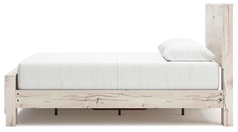 Lawroy Queen Panel Bed with Storage, Dresser, Mirror, Chest and 2 Nightstands in Light Natural - PKG020142