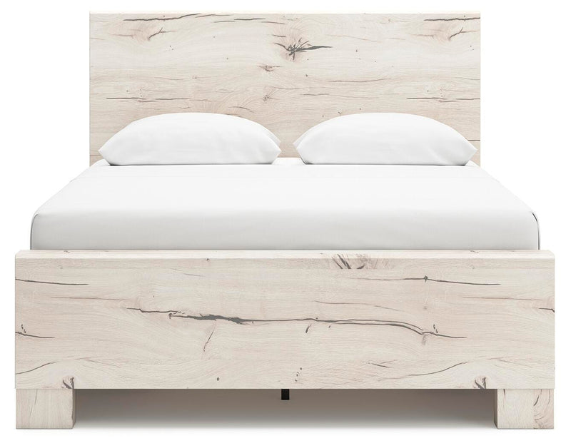 Lawroy Queen Panel Bed with Storage, Dresser, Mirror, Chest and 2 Nightstands in Light Natural - PKG020151