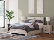 Lawroy Queen Panel Bed with Storage, Dresser, Mirror, Chest and 2 Nightstands in Light Natural - PKG020151
