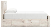 Lawroy Queen Panel Bed with Storage, Dresser, Mirror, Chest and Nightstand in Light Natural - PKG020145