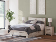 Lawroy Queen Panel Bed with Storage, Dresser, Mirror, Chest and Nightstand in Light Natural - PKG020145