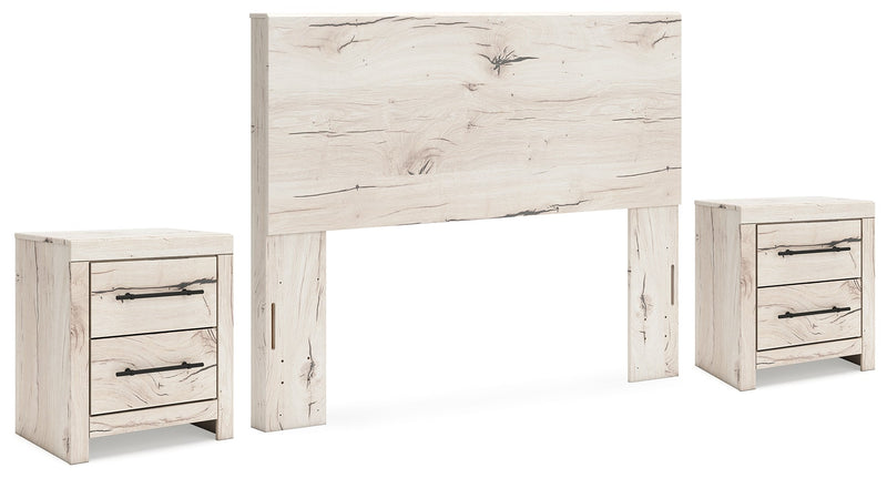 Lawroy Queen Panel Headboard with 2 Nightstands in Light Natural - PKG020511