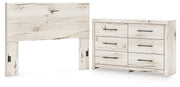 Lawroy Queen Panel Headboard with Dresser in Light Natural from Ashley - DMV Furniture