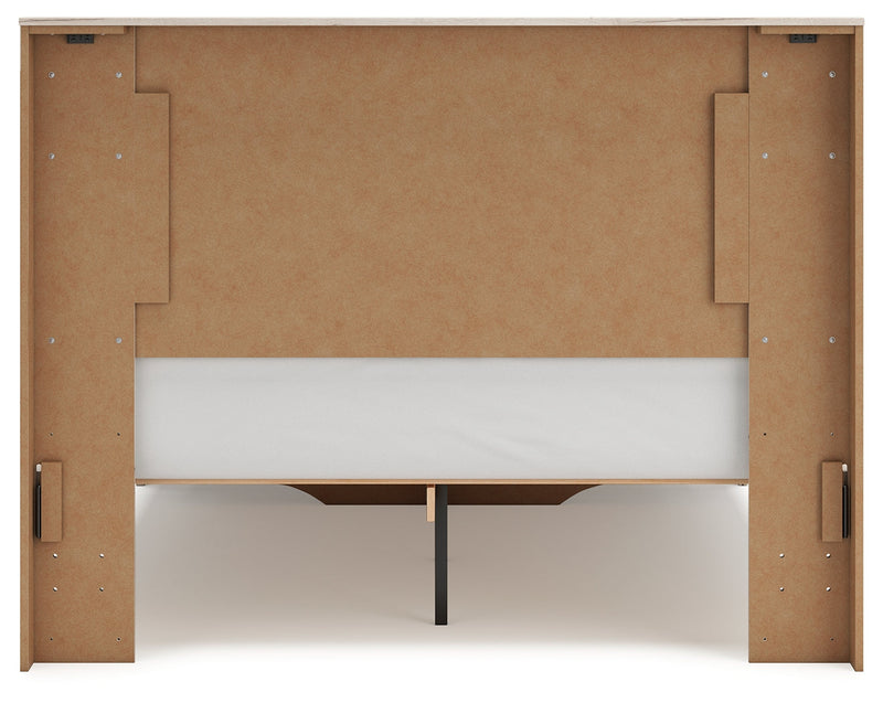 Lawroy Queen Panel Headboard with Mirrored Dresser, Chest and 2 Nightstands in Light Natural from Ashley - DMV Furniture