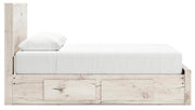 Lawroy Queen Panel Storage Bed, Dresser and 2 Nightstands in Light Natural - PKG020165