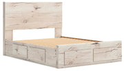 Lawroy Queen Panel Storage Bed, Dresser, Mirror, Chest and 2 Nightstands in Light Natural - PKG020160
