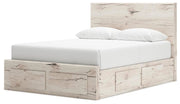 Lawroy Queen Panel Storage Bed, Dresser, Mirror, Chest and 2 Nightstands in Light Natural - PKG020160