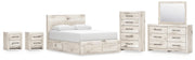 Lawroy Queen Panel Storage Bed, Dresser, Mirror, Chest and 2 Nightstands in Light Natural - PKG020160