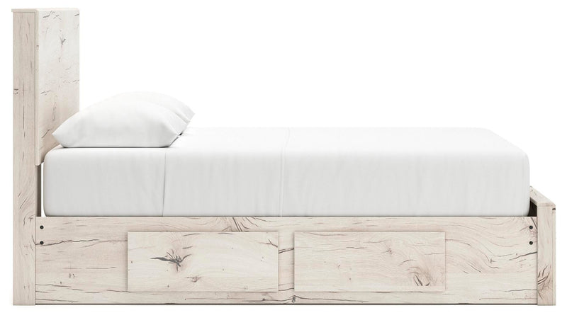 Lawroy Queen Panel Storage Bed, Dresser, Mirror, Chest and Nightstand in Light Natural - PKG020163