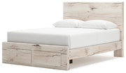 Lawroy Queen Panel Storage Bed with 2 Nightstands in Light Natural from Ashley - DMV Furniture