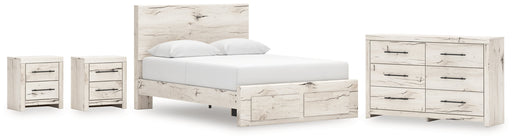 Lawroy Queen Panel Storage Bed with Dresser and 2 Nightstands in Light Natural from Ashley - DMV Furniture