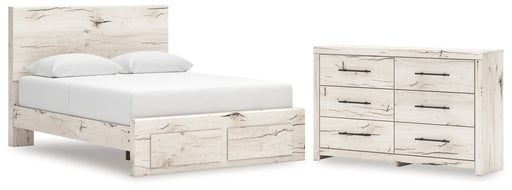 Lawroy Queen Panel Storage Bed with Dresser in Light Natural from Ashley - DMV Furniture