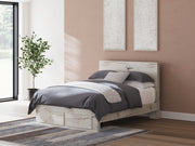 Lawroy Queen Panel Storage Bed with Mirrored Dresser, Chest and Nightstand in Light Natural from Ashley - DMV Furniture