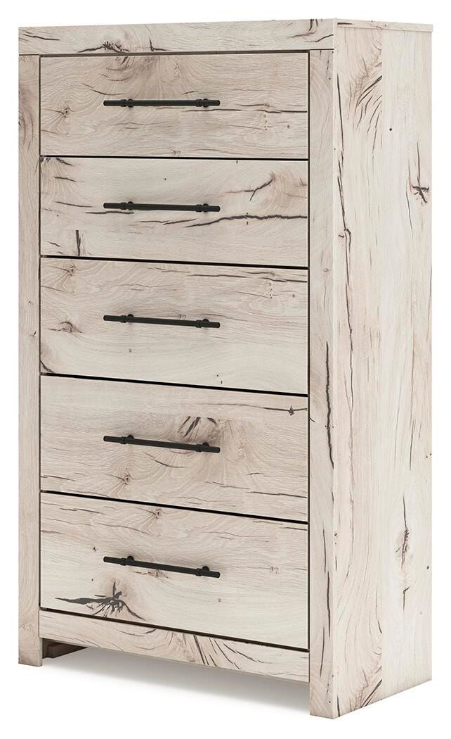 Lawroy Twin Panel Bed, Dresser, Mirror and Chest in Light Natural - PKG020216