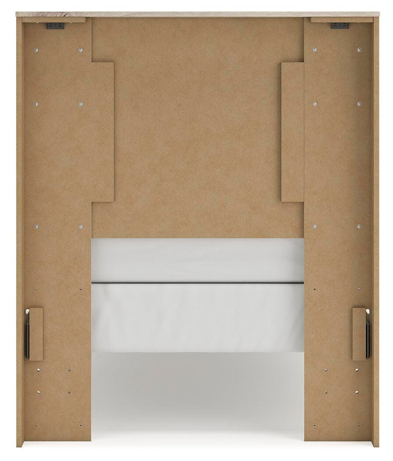 Lawroy Twin Panel Bed, Dresser, Mirror and Chest in Light Natural - PKG020216