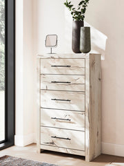 Lawroy Twin Panel Bed, Dresser, Mirror and Chest in Light Natural - PKG020216