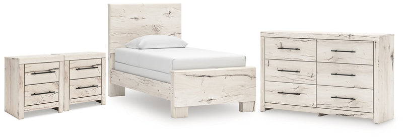Lawroy Twin Panel Bed with Dresser and 2 Nightstands in Light Natural from Ashley - DMV Furniture