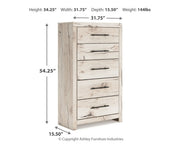 Lawroy Twin Panel Bed with Mirrored Dresser, Chest and 2 Nightstands in Light Natural from Ashley - DMV Furniture
