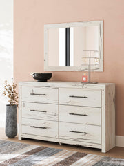 Lawroy Twin Panel Bed with Storage, Dresser, Mirror, Chest and 2 Nightstands in Light Natural - PKG020241
