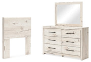 Lawroy Twin Panel Headboard with Mirrored Dresser in Light Natural from Ashley - DMV Furniture