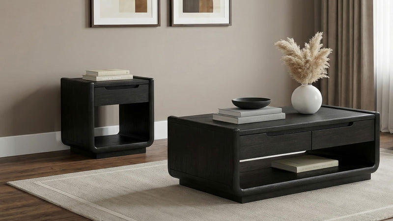 Leandro 1-drawer Wood Occasional Side End Table Burnished Black - 704637