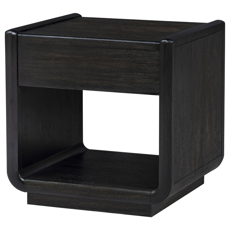 Leandro 1-drawer Wood Occasional Side End Table Burnished Black - 704637