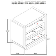 Leandro 2-drawer LED Nightstand with USB Burnished Black - 222492
