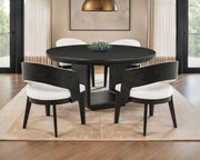 Leandro 5-piece Round Dining Table Set Burnished Black - 115390-S5A